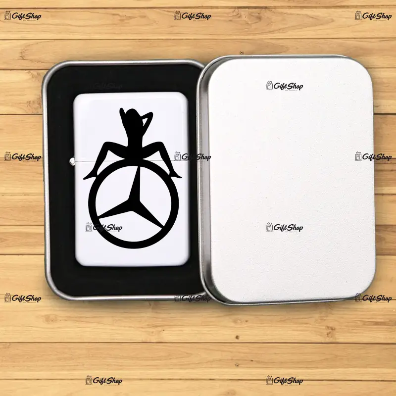 Mercedes, bricheta metalica gravata laser cu mesaj, model 2